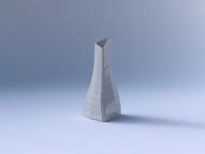 Vase grounded tilted triangle with distorted grid plates 08 3D print model