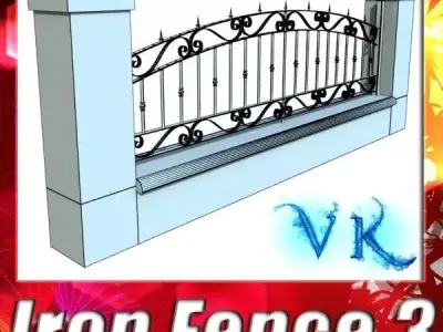 Wrought Iron Fence 03 High res 3D model