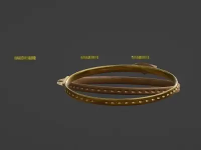 3D Model of Wedding Rings Elegant Gold Bands with a Blue Gem Free 3D model