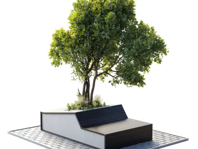 Urban Environment  Urban Furniture  Green Benches Low-poly 3D model