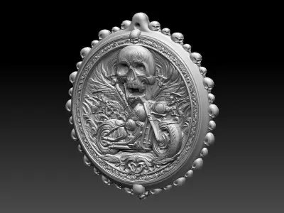 HM Skull Biker Keychain 010 3D print model