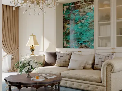 luxury living room dining room interior scenes 16 3D model purchase