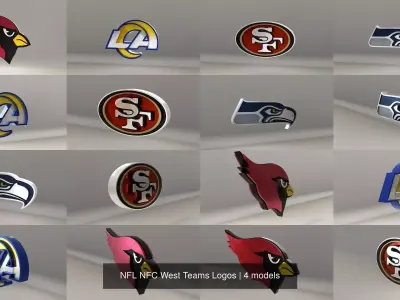NFL NFC West Teams Logos 3D Model Pack