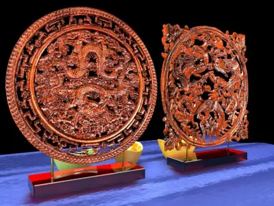 Chinese dragon carving pattern  3D model buy