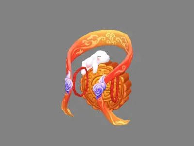 cartoon moon cake backpack - Mid-Autumn Festival Low-poly 3D model