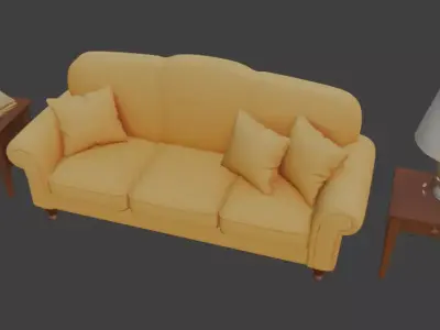 Cartoon sofa set Disney style 3D model