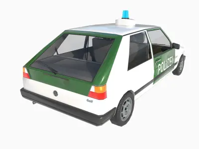 VW Volkswagen golf 2 police in Germany Low-poly 3D model