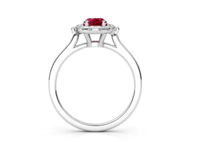 R RA020 engagement ring with ruby stone 3D print model