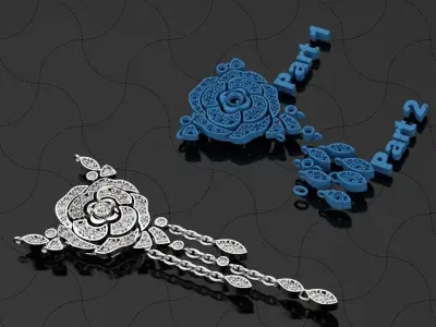 Camelia Pendant necklace like with stones 3D print model