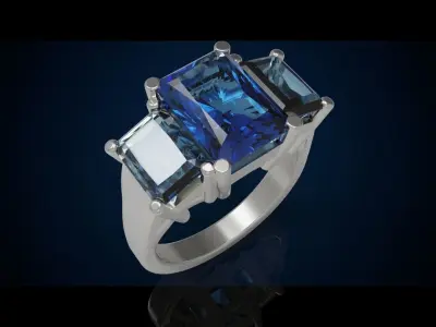 Three gemstone ring  Cg 3 18 3D print model