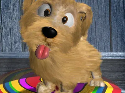 Cartoon Little Dog RIGGED Low-poly 3D model