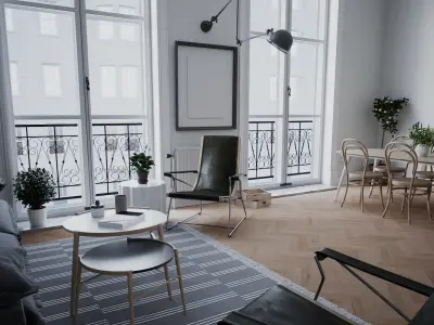 CA - Scandinavian interior scene V-Ray 6 3D model