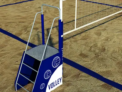 Beach volleyball court low poly Low-poly 3D model