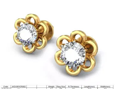 Solitaire Women Stud Earring 3D print model