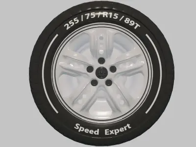 Car Wheel Gaming replaceable text Low-poly 3D model
