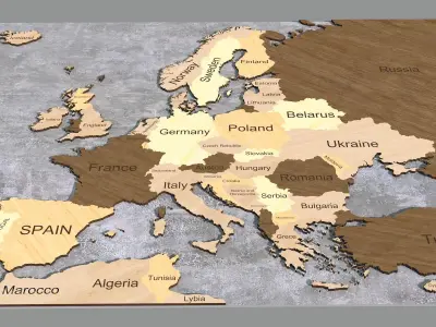 Europe Map with Country names 3D model