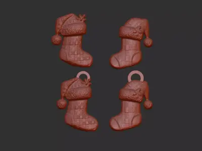 christmas socks decor  3D print model