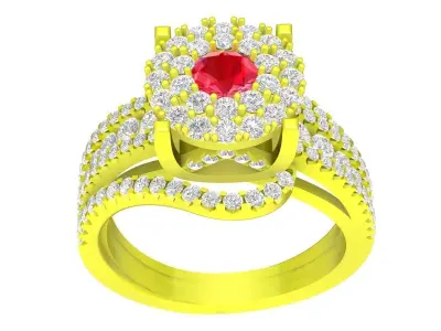 Luxury Double Halo Split Shank Gemstone Ring Jewelry 3D Mod 4419 3D print model