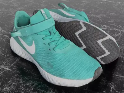 NIKE FLY EASE 3D SHOES - TURQUOISE Low-poly 3D model