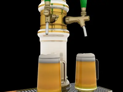 Chinese beer tab and beer cup   3D model