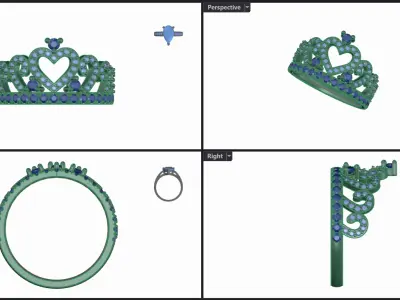 Crown Ring 3D jewelry 3D print model