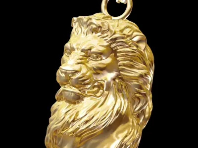 Lion statue gold pendant jewelry 3D print model
