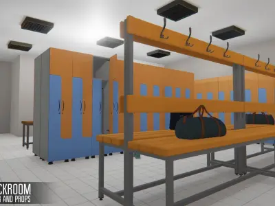 Cloackroom - interior and props Low-poly 3D model