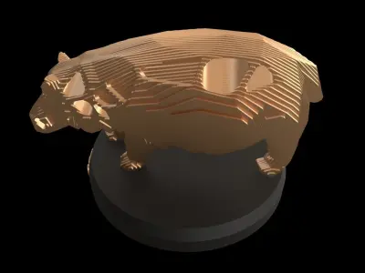 Parametric V Hippo Low-poly 3D model