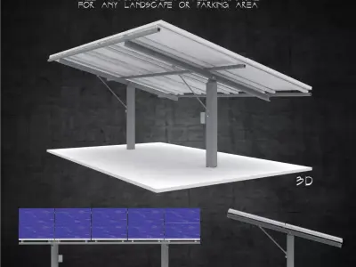 Solar panels stand alone structure steel column with base Low-poly 3D model