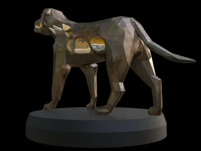 Steampunk English Mastiff Pose Low-poly 3D model