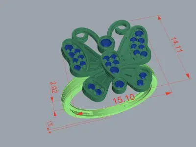 Butterfly Ring      100 PERCENT  GUARANTEE CAN BE PRINTED 3D print model