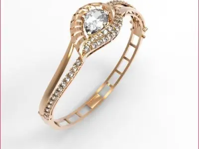 jewelry gold ring with diamond in center Free 3D model