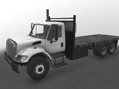 Flatbed Truck International 7400 Low-poly 3D model