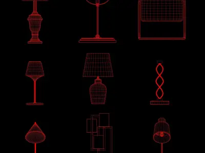 BEDSIDE LAMPS collection Low-poly 3D model