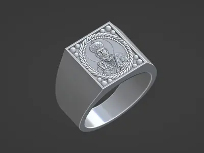 saint nicolas signet ring 3D print model