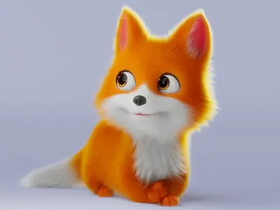Cartoon Fox Dog Rigged 3D model