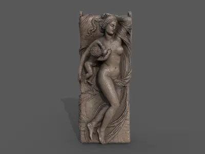 Juno with the Infant Hercules sculpture Low-poly 3D model
