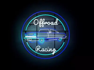 car design neon sign lamp 3D model