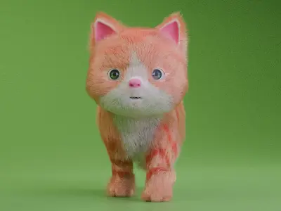 Rigged Cat Animated Low-poly 3D model