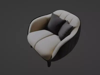 Modern Curved Armchair with Textured Upholstery 3D model