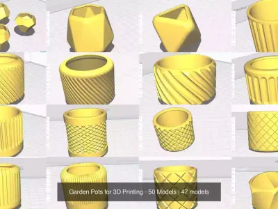 Garden Pots for 3D Printing - 50 Models 3D Model Collection