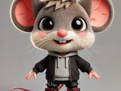 Stylized 3D Cartoon Mouse Character  Game and  Animation Ready 3D model
