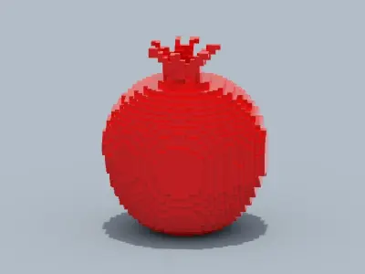 Voxel Pomegranate Low-poly 3D model