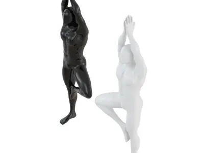 Male abstract mannequin stands in yoga pose 109 3D model