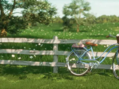 Vintage Old Bicycle - Womens - Realistic Low-poly 3D model