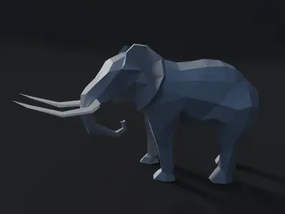 Low-poly Elephant with tusks Low-poly 3D model