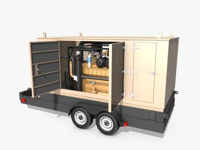 Yellow Generator on Wheels 3D model