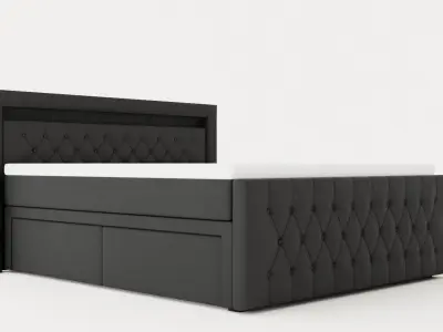 Franco Bed Package 180x200 Co Storage Gray Velvet Low-poly 3D model