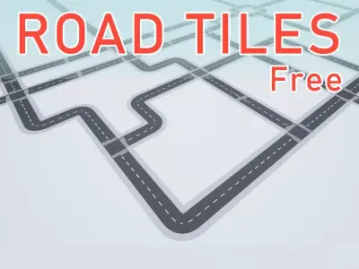 Free LowPoly Road Tiles Free low-poly 3D model
