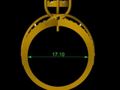 Split Shank Floral Cluster Engagement Ring in Yellow Gold 3D print model